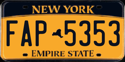NY license plate FAP5353