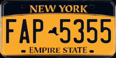 NY license plate FAP5355