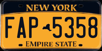 NY license plate FAP5358