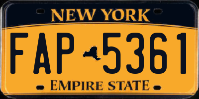 NY license plate FAP5361