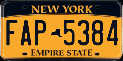 NY license plate FAP5384