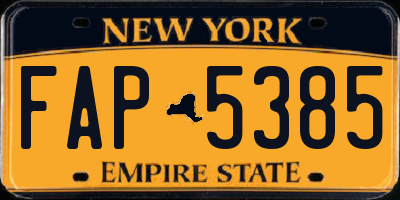 NY license plate FAP5385