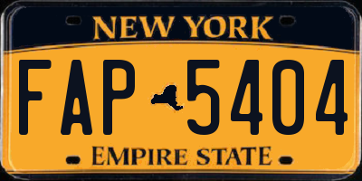 NY license plate FAP5404