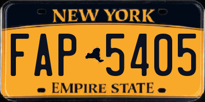 NY license plate FAP5405