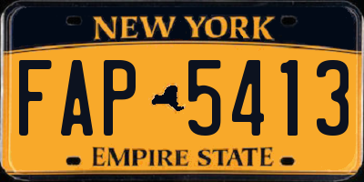 NY license plate FAP5413
