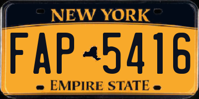 NY license plate FAP5416