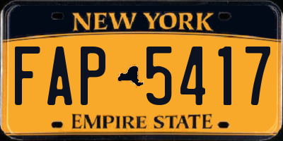 NY license plate FAP5417
