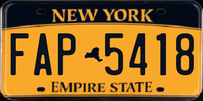 NY license plate FAP5418