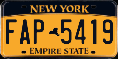 NY license plate FAP5419