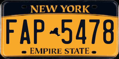 NY license plate FAP5478