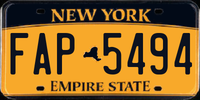NY license plate FAP5494