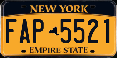 NY license plate FAP5521
