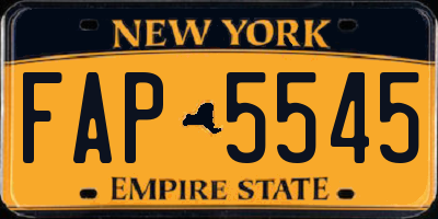 NY license plate FAP5545