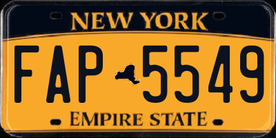 NY license plate FAP5549