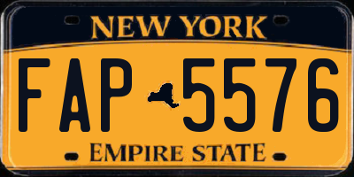 NY license plate FAP5576