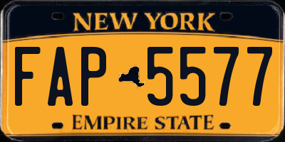 NY license plate FAP5577
