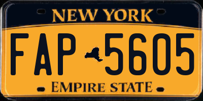 NY license plate FAP5605