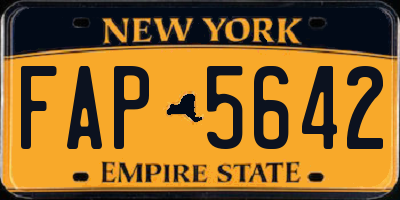 NY license plate FAP5642