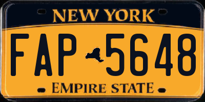 NY license plate FAP5648