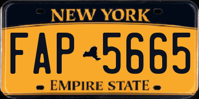 NY license plate FAP5665
