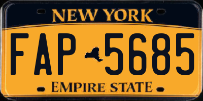 NY license plate FAP5685