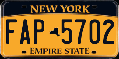NY license plate FAP5702