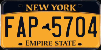 NY license plate FAP5704