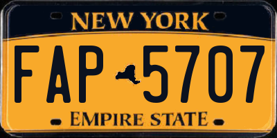 NY license plate FAP5707