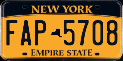 NY license plate FAP5708