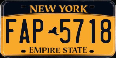 NY license plate FAP5718