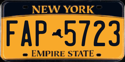 NY license plate FAP5723