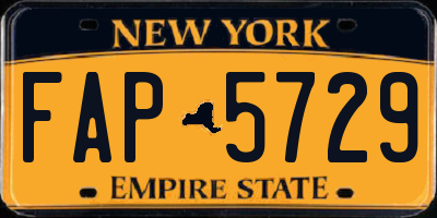 NY license plate FAP5729