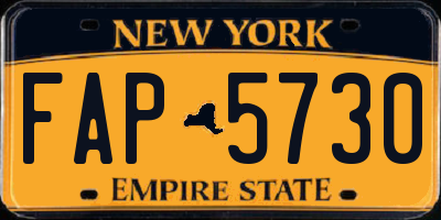NY license plate FAP5730