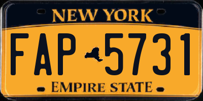 NY license plate FAP5731