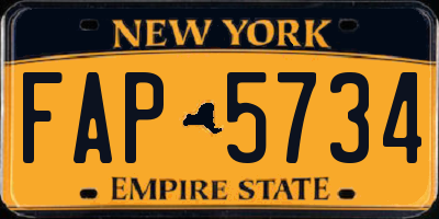 NY license plate FAP5734