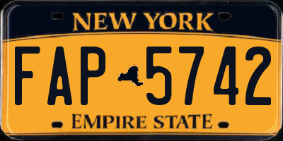NY license plate FAP5742