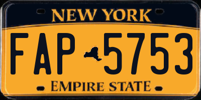 NY license plate FAP5753