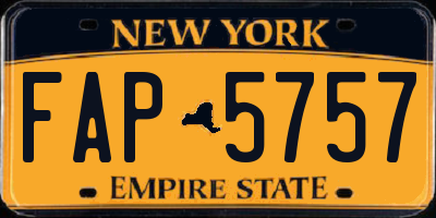 NY license plate FAP5757