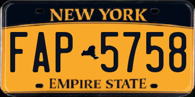 NY license plate FAP5758