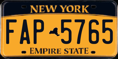 NY license plate FAP5765