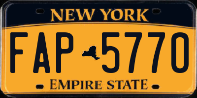 NY license plate FAP5770