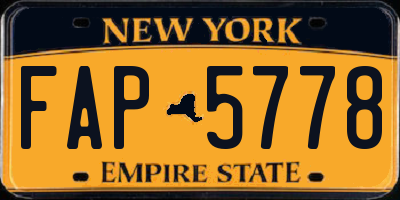 NY license plate FAP5778