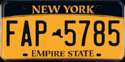 NY license plate FAP5785