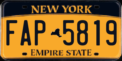NY license plate FAP5819