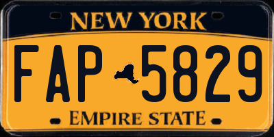 NY license plate FAP5829