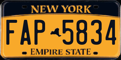 NY license plate FAP5834