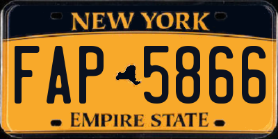 NY license plate FAP5866