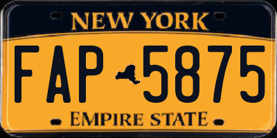 NY license plate FAP5875