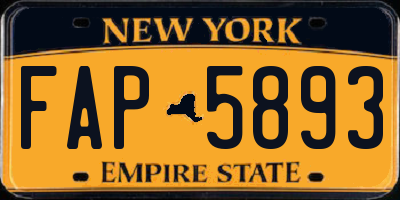 NY license plate FAP5893