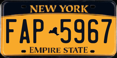 NY license plate FAP5967